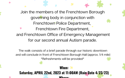Frenchtown Walks for Autism – April 22, 2023 11:00 A.M.